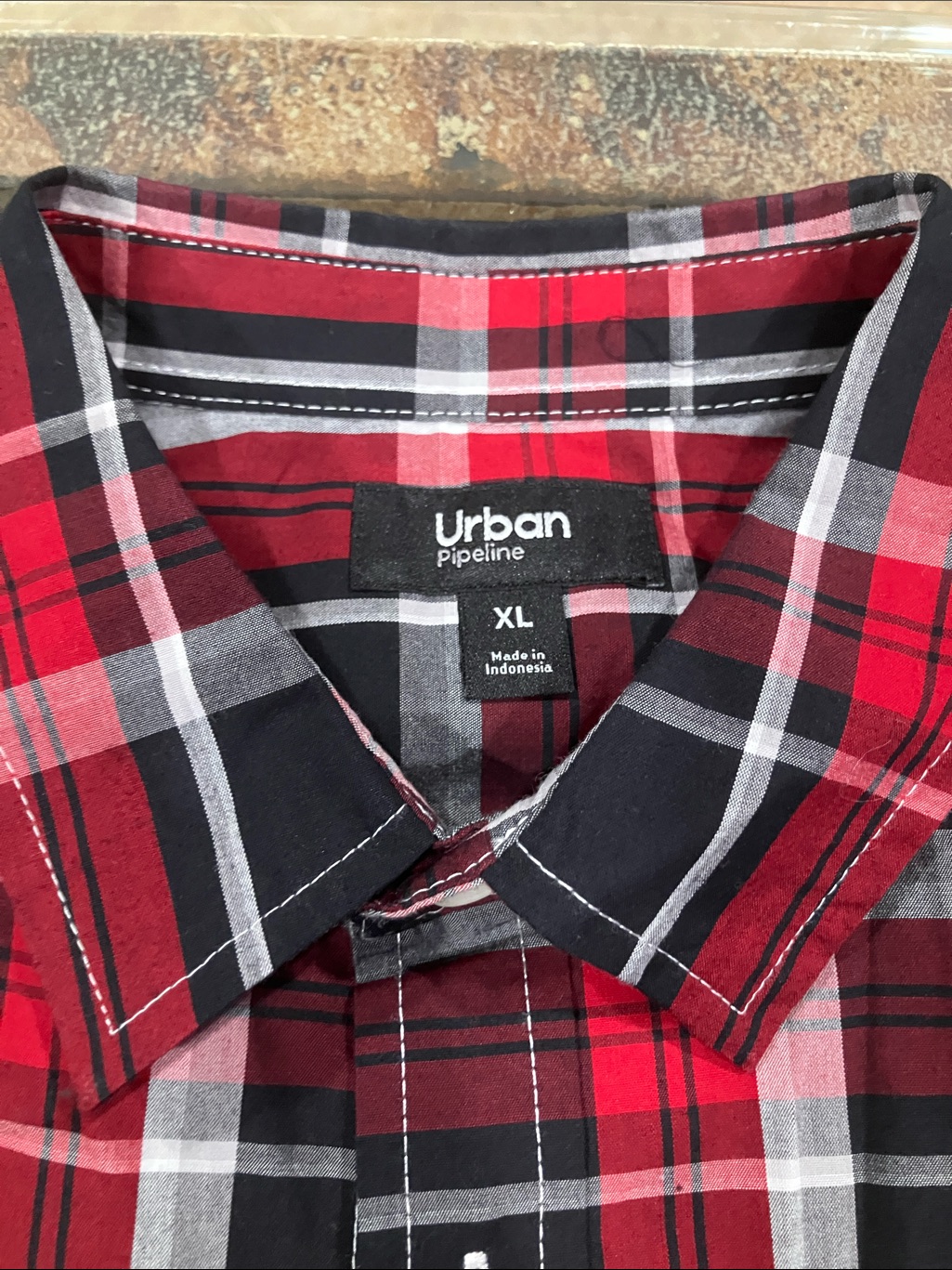Urban Pipeline Red & Black Plaid Button-Down Shirt — image 2 of 2